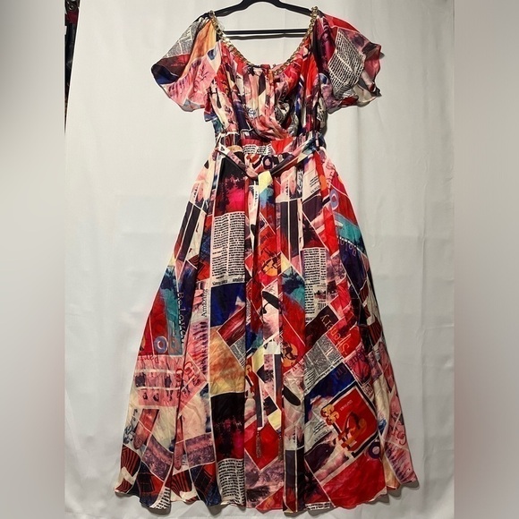 FASHION NOVA HIGH SLIT MULTICOLOR MAXI DRESS! - Picture 3 of 8